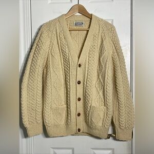 Women's Cream Cable Knit Cardigan Sweater
